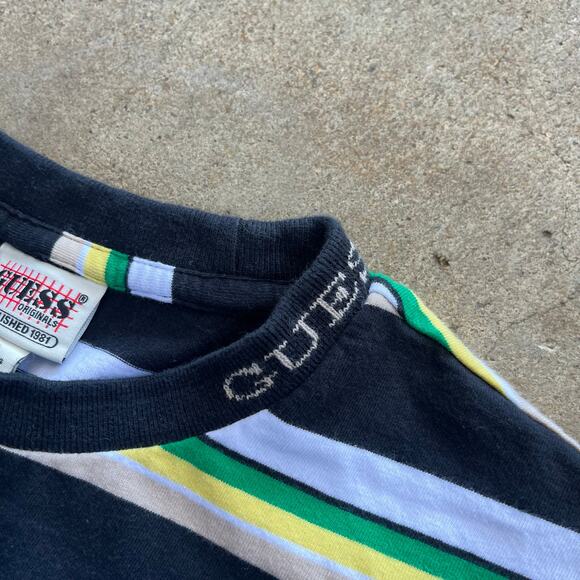 Y2K Guess Originals Striped T-Shirt Small - Picture 5 of 6